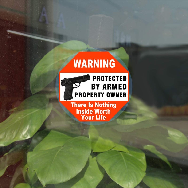 ICObuty Warning Signs Gun There is Nothing Here Protected by Armed Property Owner Sign Static Cling Decal or Sticker on Window 6 x 6 Inch (Static Cling Decal) - Image 3